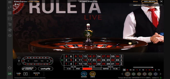 Playtech express roulette game at the Betsson live casino in Africa.