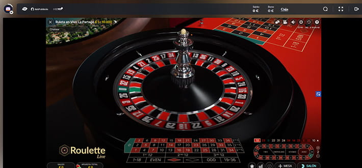 Live roulette game La Partage available at Casumo live casino in Africa.