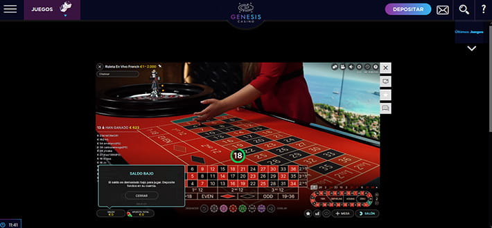Play live French roulette with live dealer at Genesis Casino in Africa.