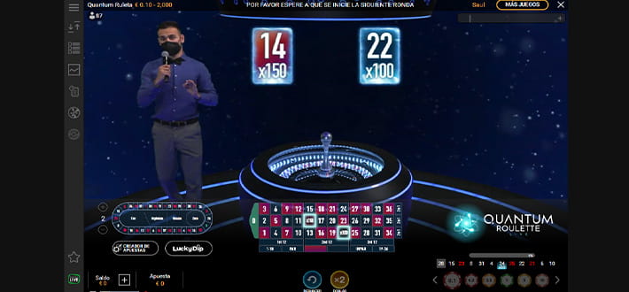 Play a live Quantum roulette available at Sportium live online casino in Africa.