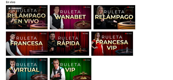 Evolution live roulette wheels available at Wanabet live casino in Africa.